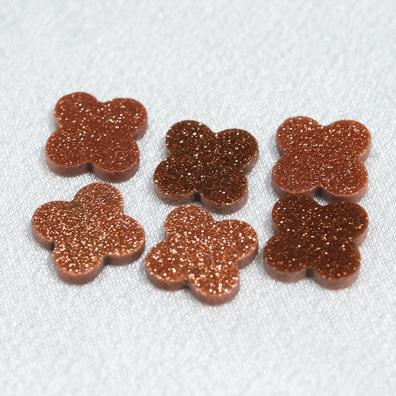 Gold Sandstone Gemstone Flat Back Four Leaf Clover - 이미지 7