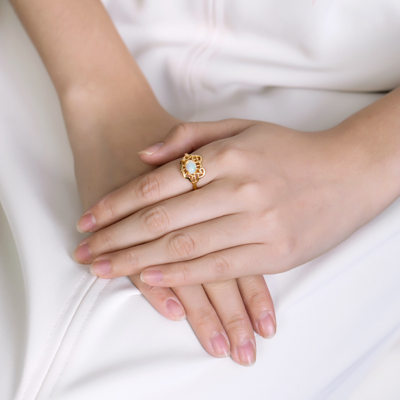 S925 Silver Opal Stone Simple And Versatile Rings - 이미지 2