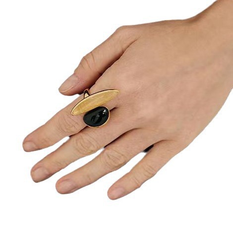 Black Agate Ring Smoky Quartz Special Shaped Rings - 이미지 4