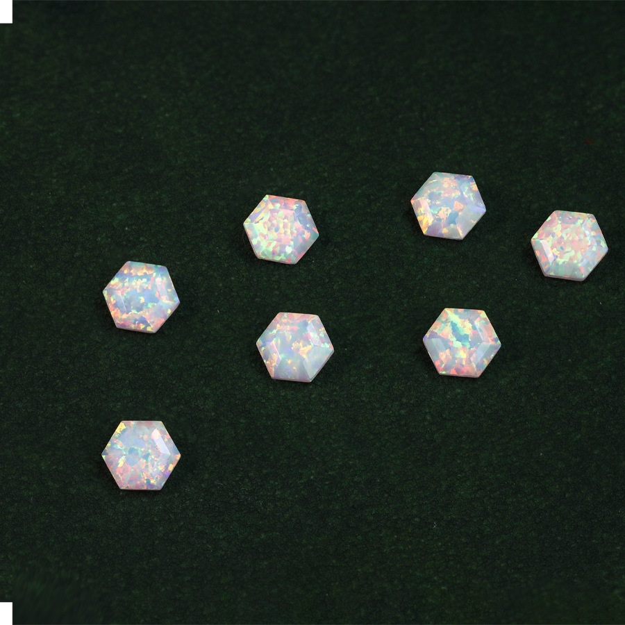 Synthetic Opal Hexagonal Shape Faceted Cut Loose Stones - 이미지 3