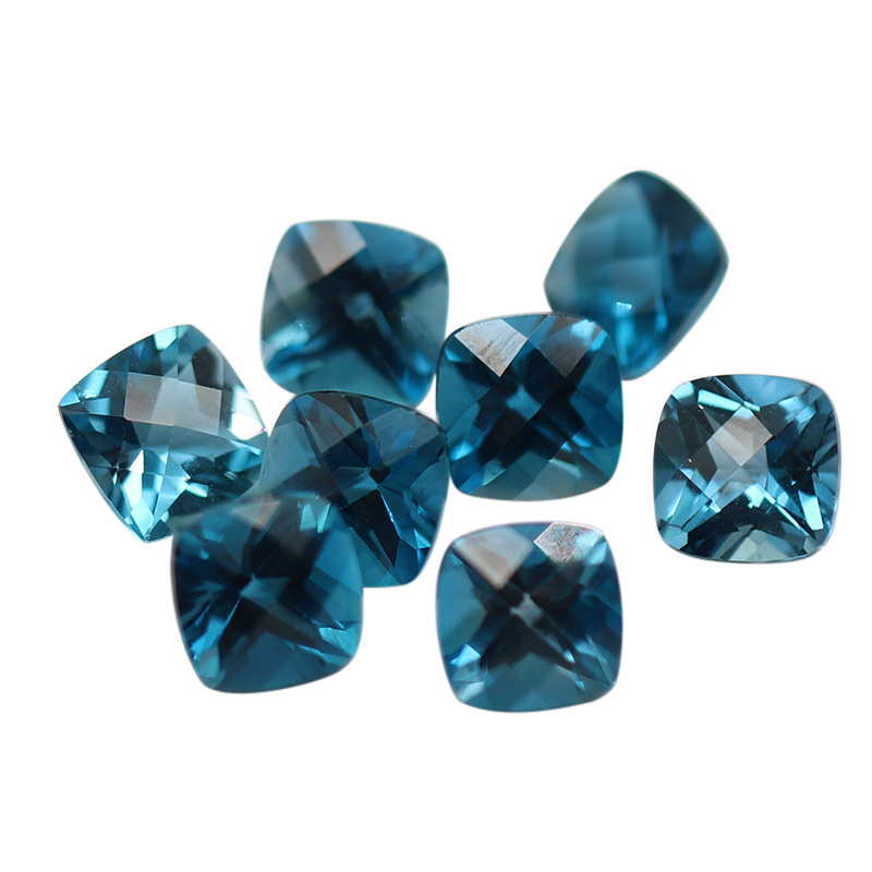 Natural London Blue Topaz Fat Square Surface Cut - 이미지 4