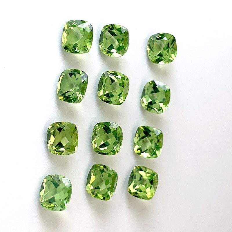 Peridot Fat Square Cushion Cut Loose Stones - 이미지 7