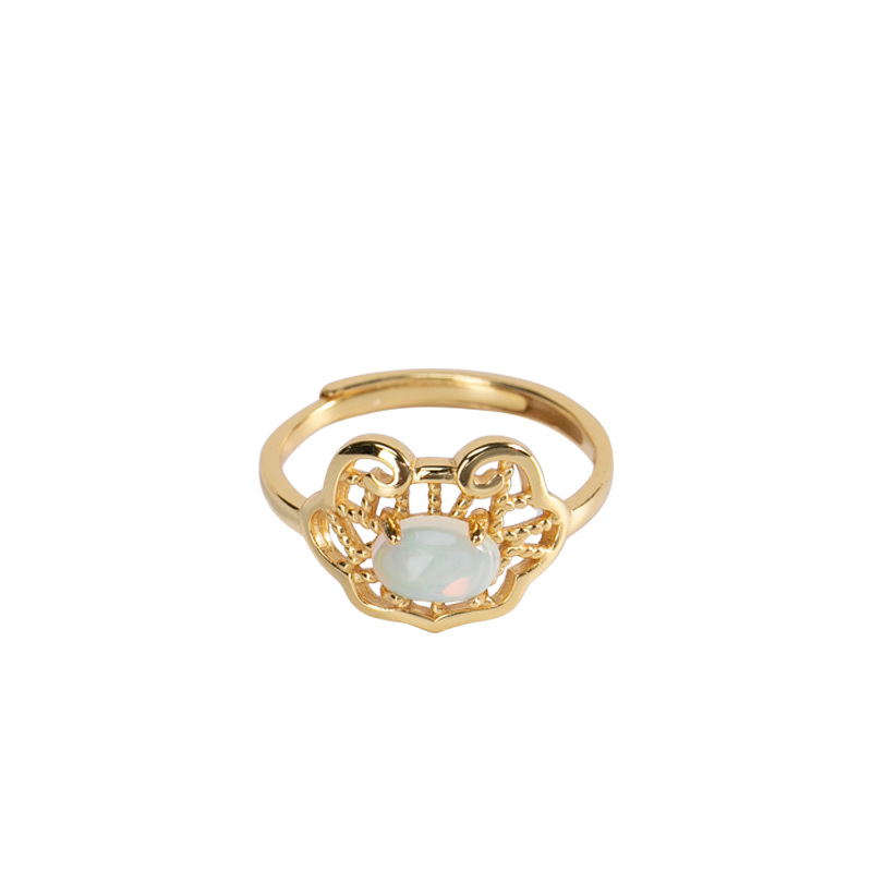 S925 Silver Opal Stone Simple And Versatile Rings - 이미지 3