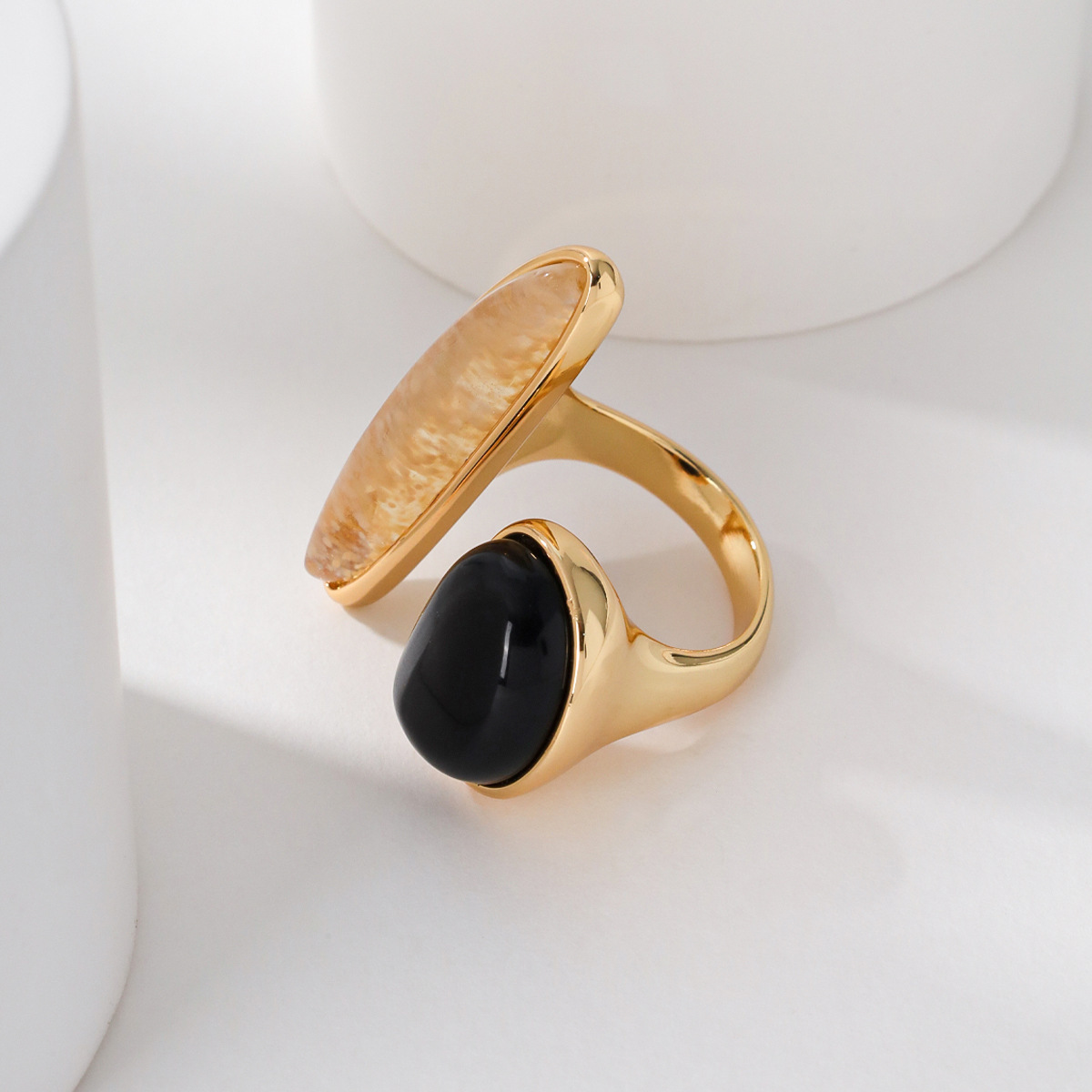 Black Agate Ring Smoky Quartz Special Shaped Rings - 이미지 5