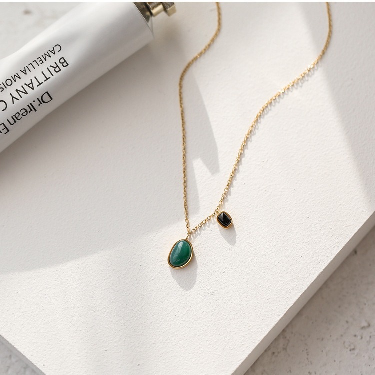 Light Luxury Design Green And Black Agate Pendant - 이미지 5