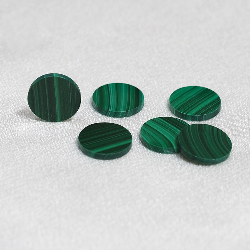 Double Plane Natural Malachite Gemstone Disc Loose Stones - 이미지 3