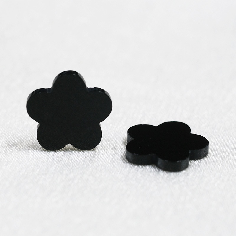Natural Black Agate Five-leaf Flower Double Plane - 이미지 2