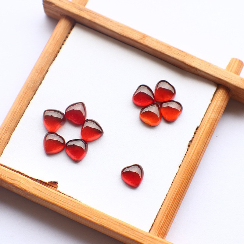 Natural Orange Garnet Egg Shaped Ring Face cabochons - 이미지 2