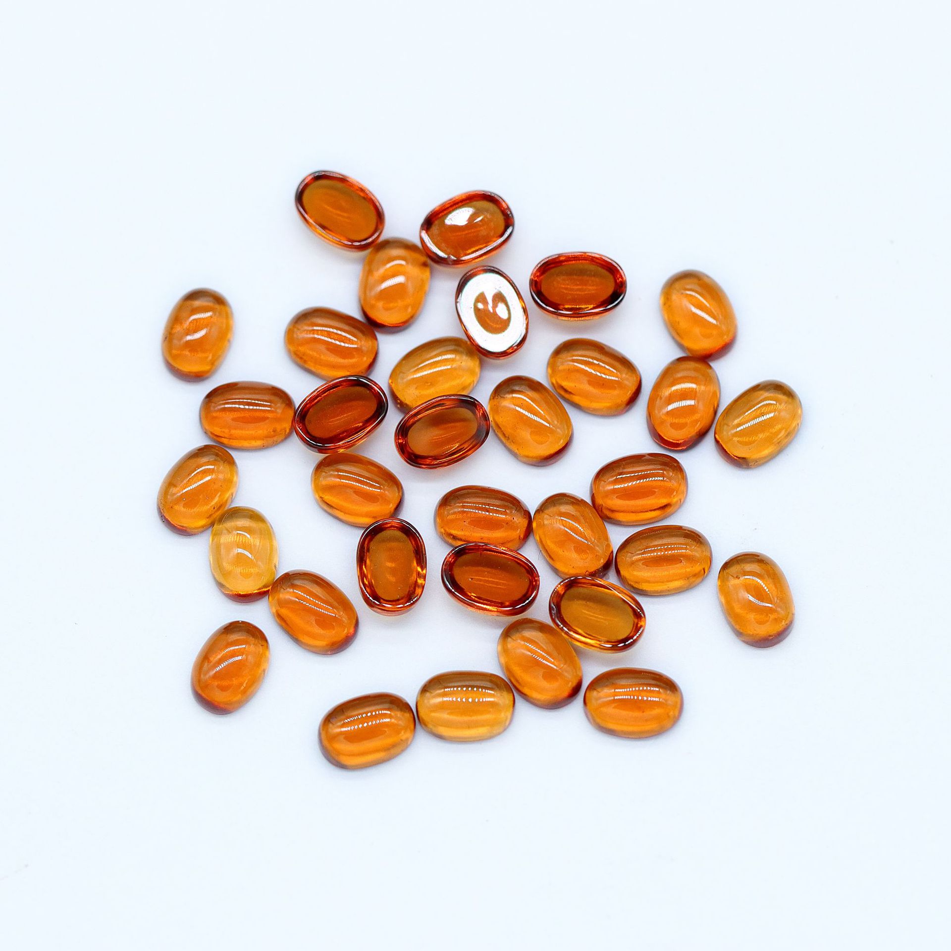 Natural Orange Garnet Egg Shaped Ring Face cabochons - 이미지 3