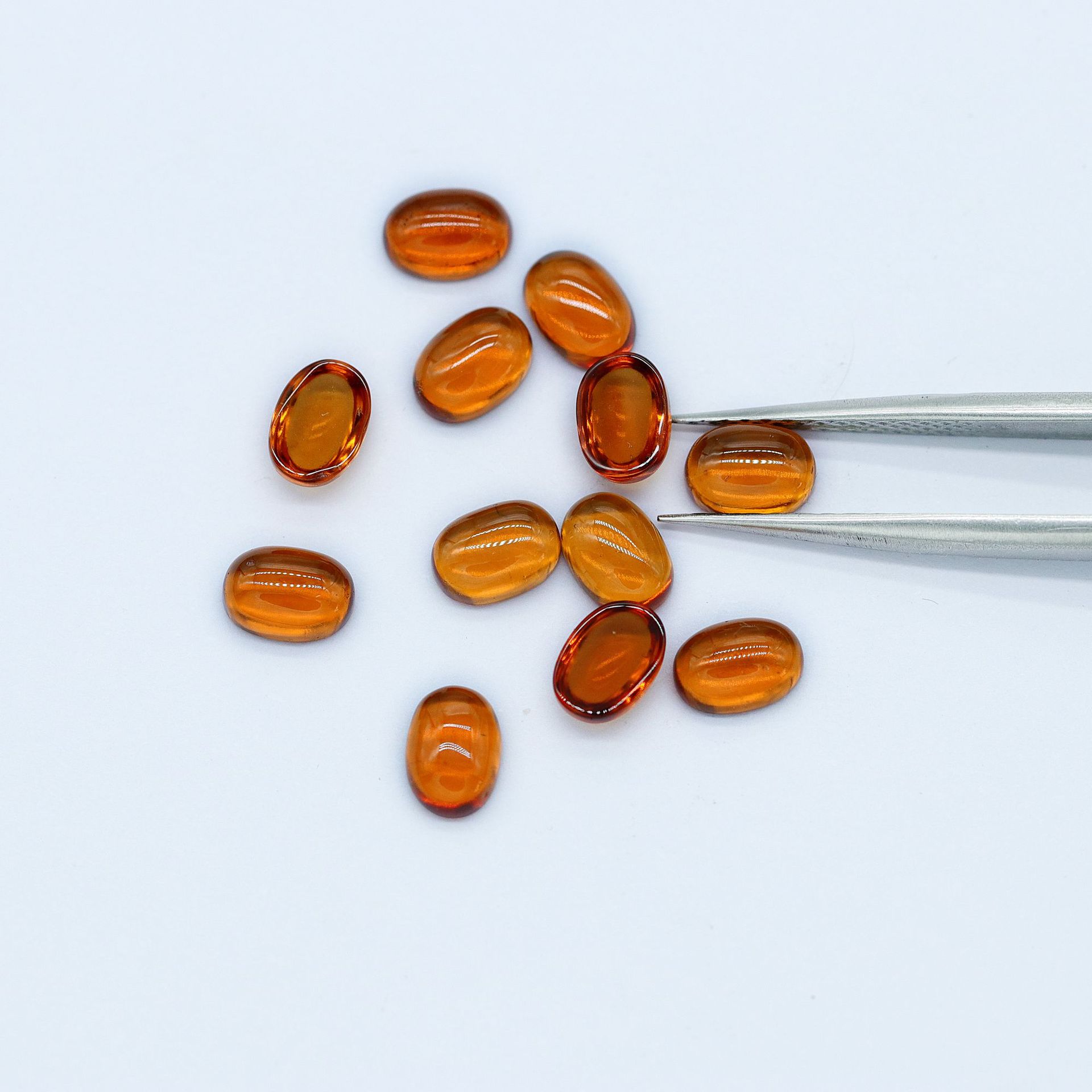 Natural Orange Garnet Egg Shaped Ring Face cabochons - 이미지 4